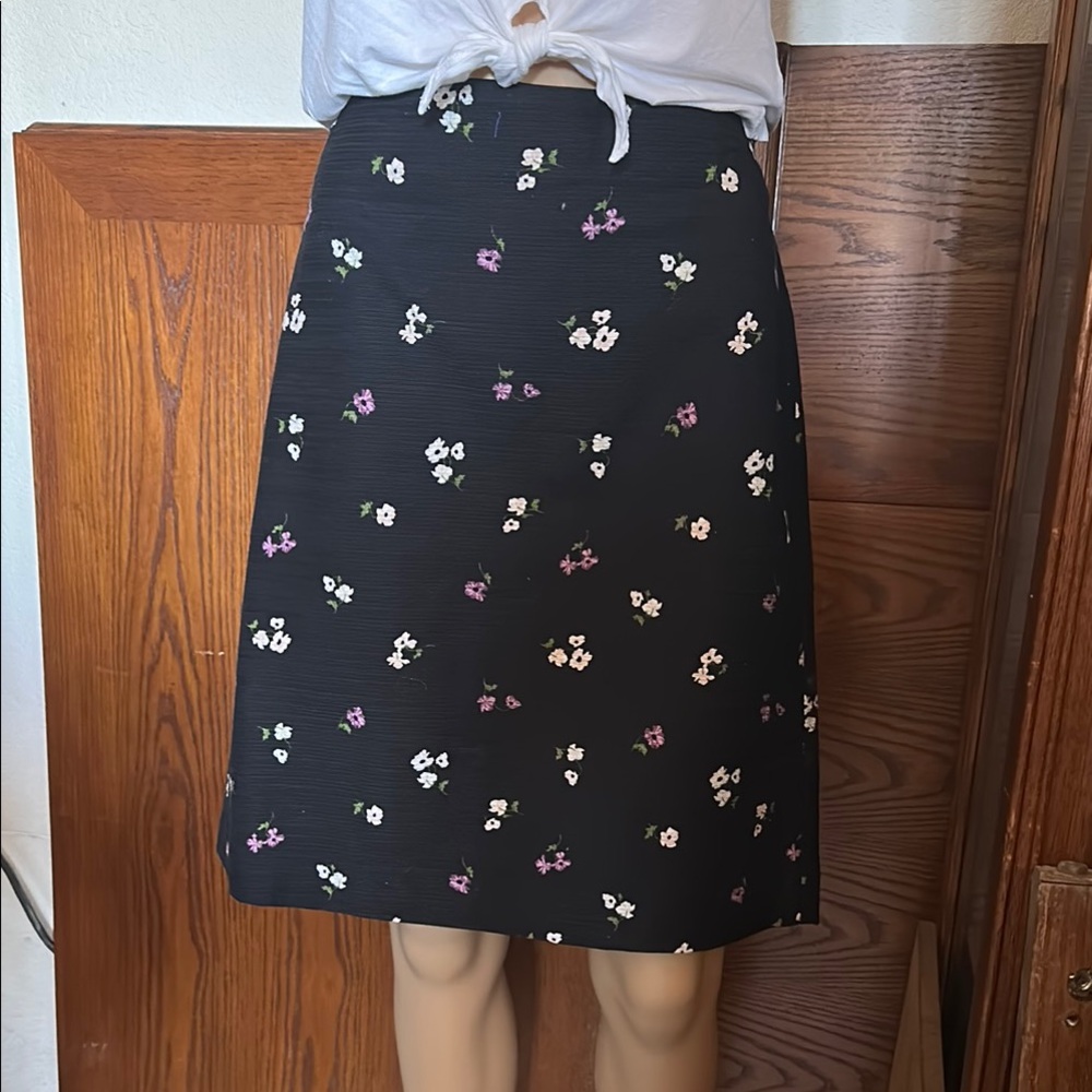 Ann Taylor Floral Black Skirt
